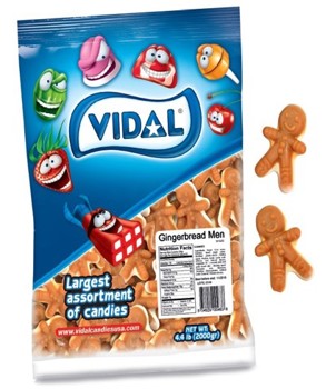 (S4-03) XMAS - BULK - VIDAL CHRISTMAS GUMMIES - Gingerbread Men 4.4LB (2KG) X 1 BAG