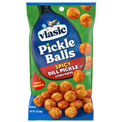 Variety Pack - 1 unit x Andy Capp's Cheesy Tots Puffcorn Snacks, 1.5 oz (42.5g) 01 unit , Vlasic Spicy Dill Pickle Balls Corn Puffs - 2oz (56g) 1 unit, David Cinnamon Churro Jumbo Sunflower Seeds 5.25 oz (149g) 1 unit