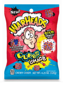 Warheads Cubes Chaos Peg Bag - 4.25oz (120g) x 12 Units
