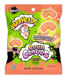 (S7-07) Warheads Sour Clouds Peg Bag - Peach 4.5oz (127g) x 12 Units