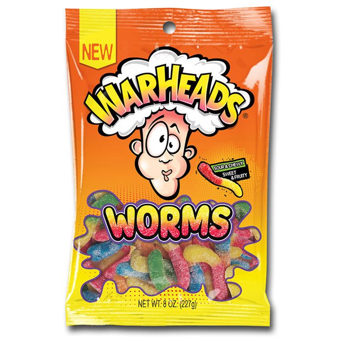 Peg Bag - Warheads Sour Worms 5 oz x 12 units