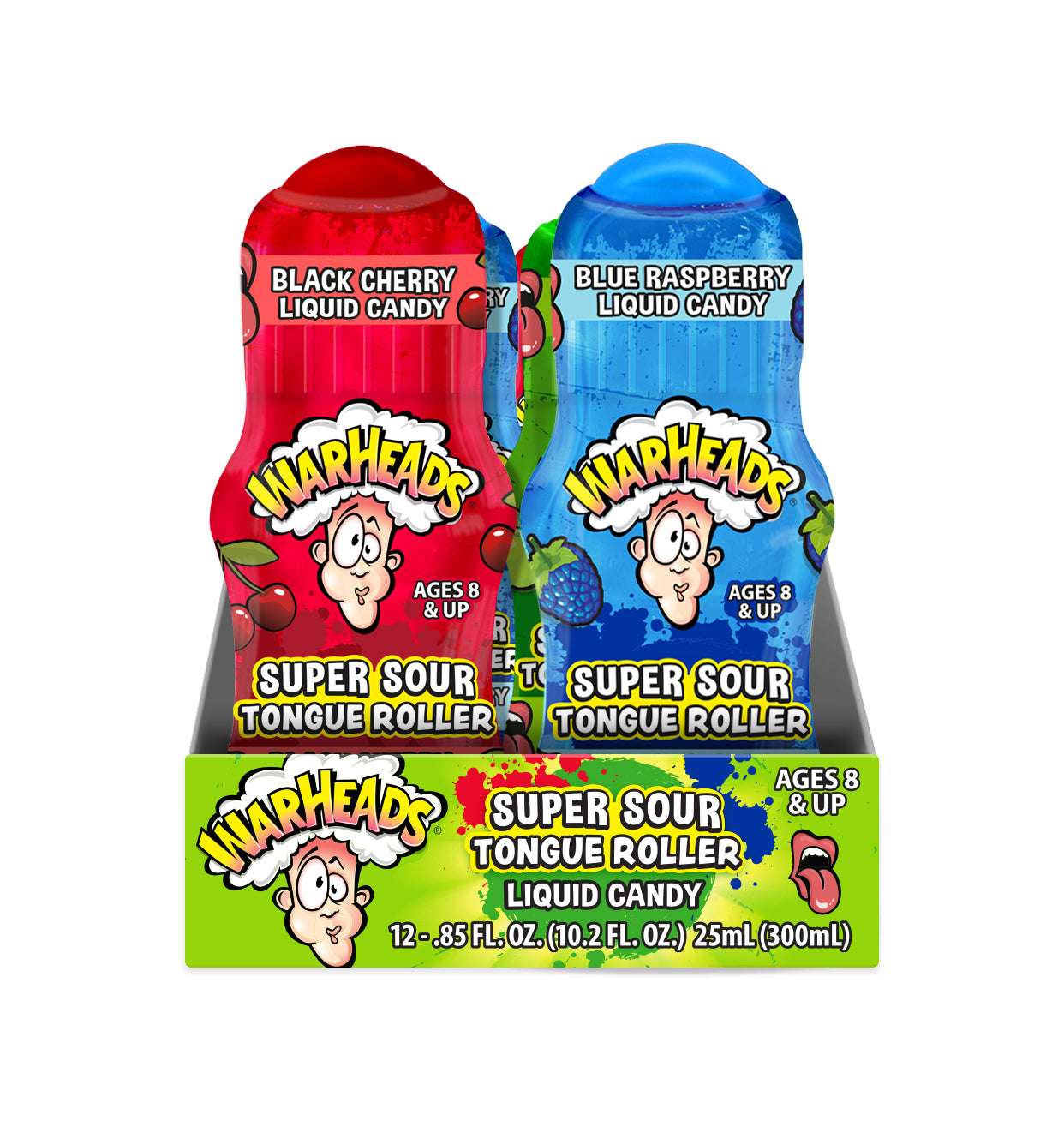 (S1-03) US - Warheads Super Sour Tongue Rollers .85oz(24g) Display x 12 Units