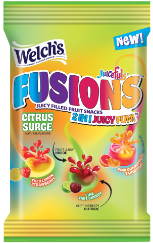 Variety Pack - 1 unit x WELCHS Fusions Citrus Surge 4 oz (113g) , WELCHS Fusions Tropical Tornado  4oz (113g) , WELCHS Fusions Original Fruits 4oz (113g)