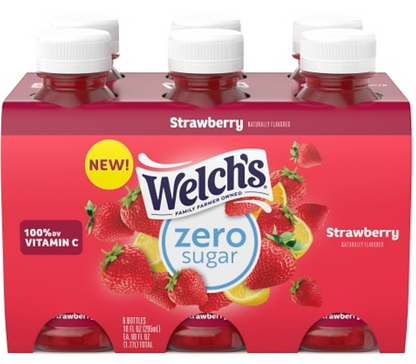 (S5-02) US- Beverage - Welchs - Zero Sugar - Strawberry 10 fl oz (295ml) x 6 Bottles (Buyer is responsible if drinks may leak during shipping and weather)