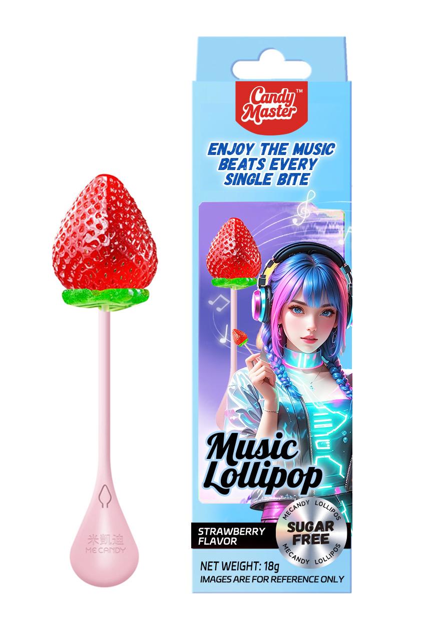 (S6-09) 4D MUSICAL LOLLIPOPS - BIG STRAWBERRY 18G X 8 UNITS