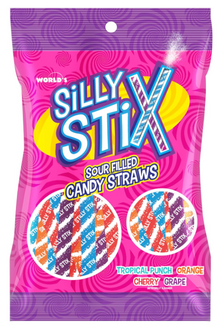 (S6-06) US - World Silly Stix Straws Peg Bag 2.75 oz (78g) x 24 Units