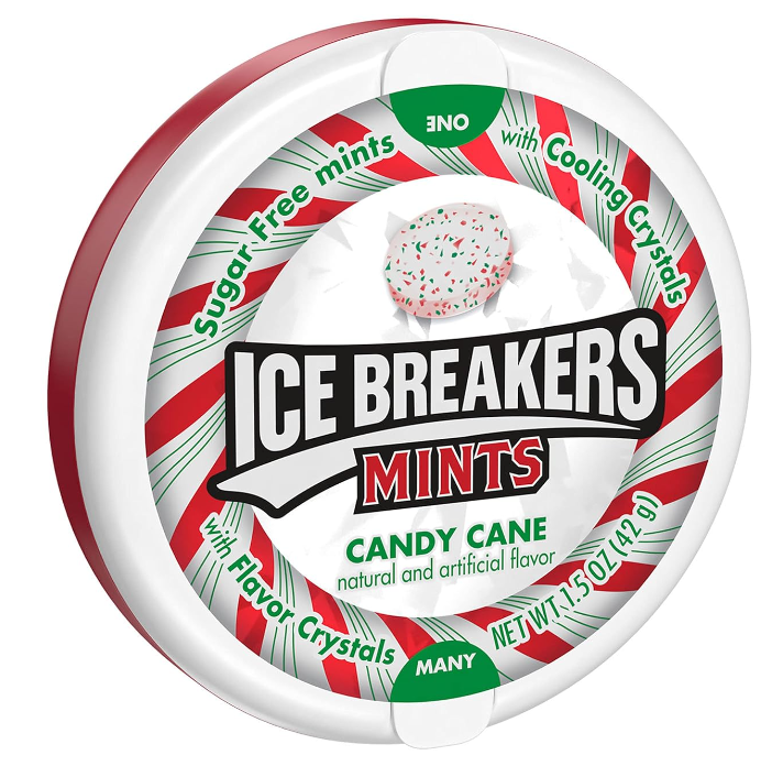 (S8-09) US - XMAS - ICE BREAKERS - CANDY CANE Mints Dispenser - 1.5oz(43g) X 8 UNITS