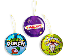 XMAS - SMARTIES, SOUR PUNCH AND WARHEADS - TIN ORNAMENTS  33.6OZ X 24 UNITS (2X12 TINS)