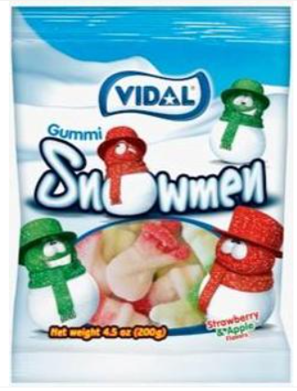 XMAS - Vidal Snowmen Gummies Peg Bag - 3.5oz (99g) x 14 units