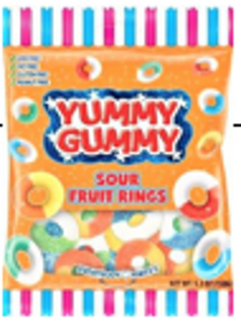 Yummy Gummy - Sour Fruit Rings 5.3oz (150g) x 12 units